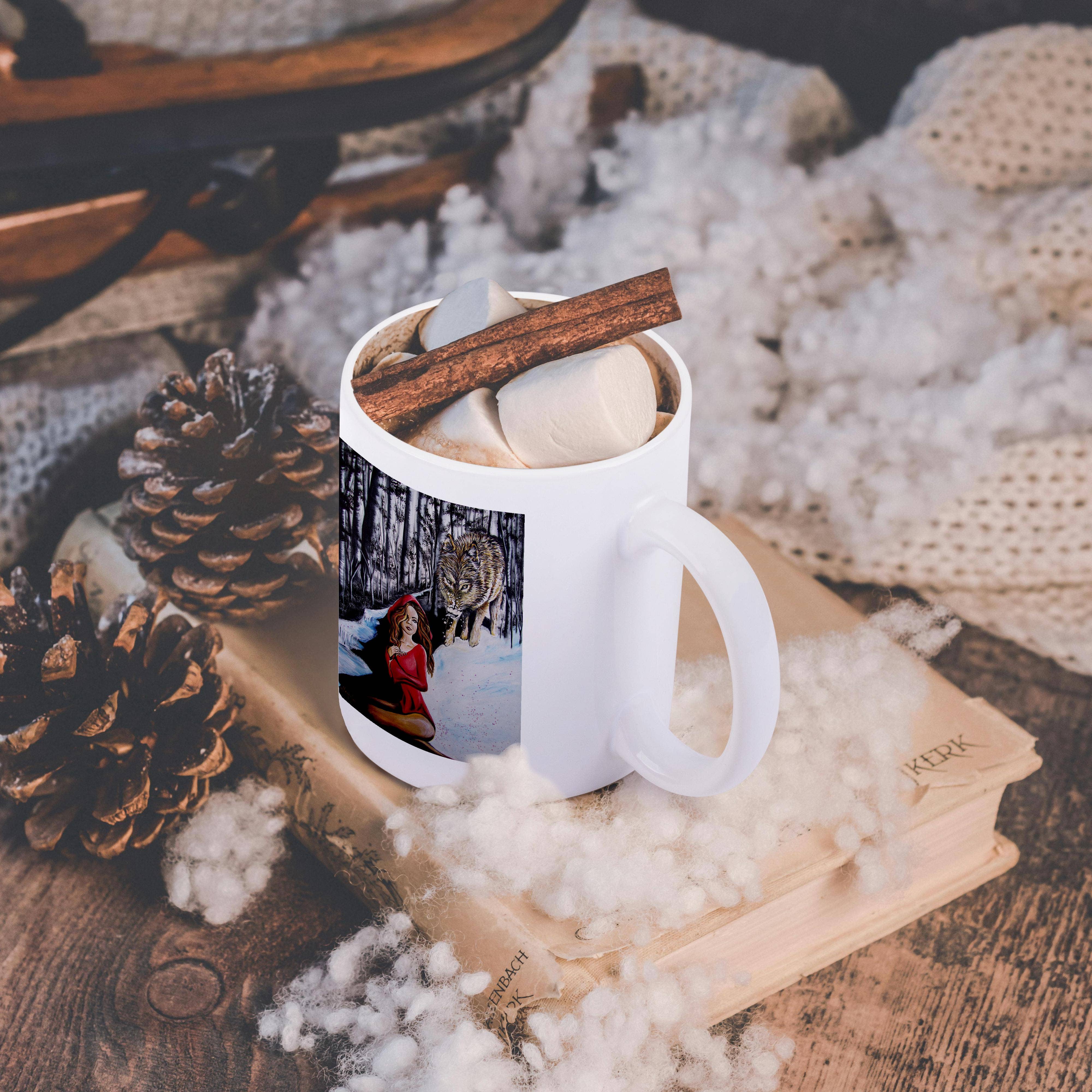 3dRose - Wholesale Coffee Mug - 3dRose, A surrealist painting of a girl and a wolf., Mug11