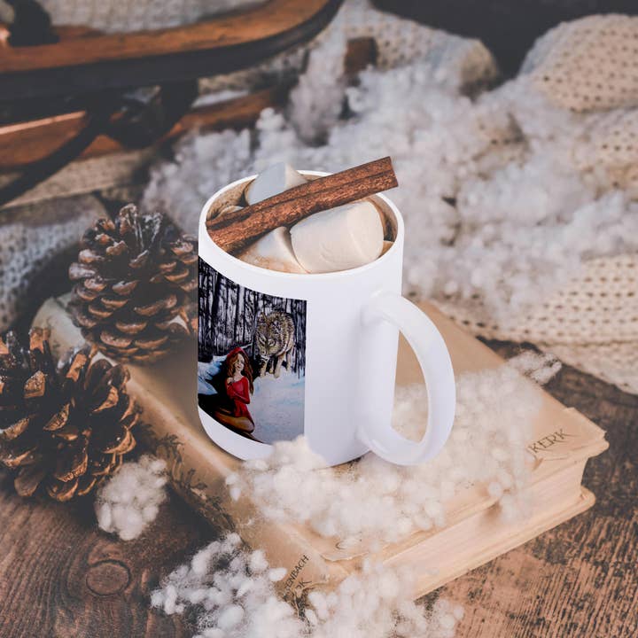 3dRose - Wholesale Coffee Mug - 3dRose, A surrealist painting of a girl and a wolf., Mug11