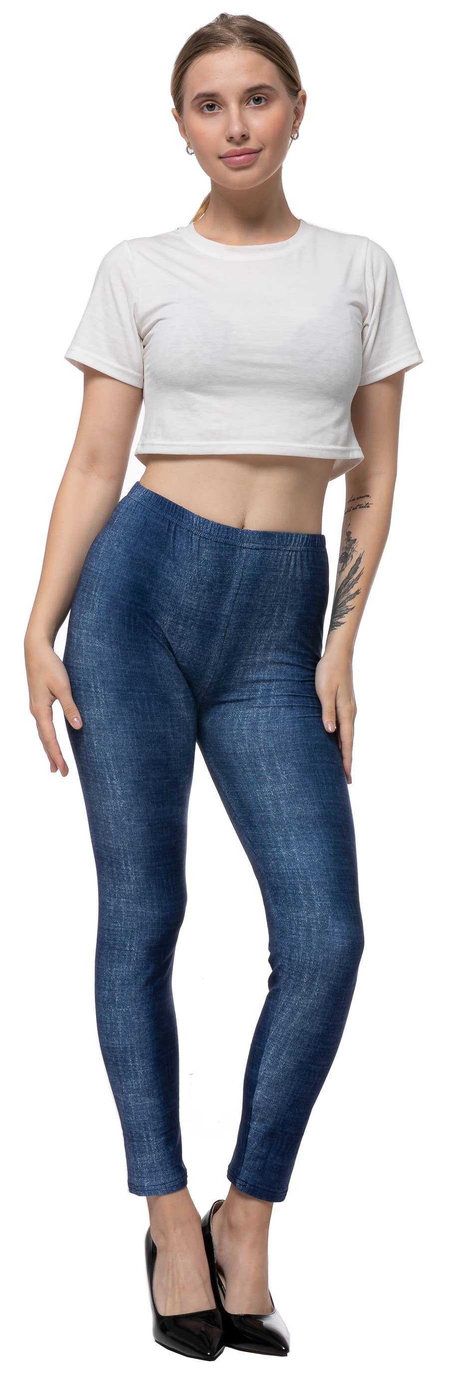 Imagine Imports - Venta al por mayor Leggings modernos - Mujer - Legging de verano azul denim S-L: (LG-734)