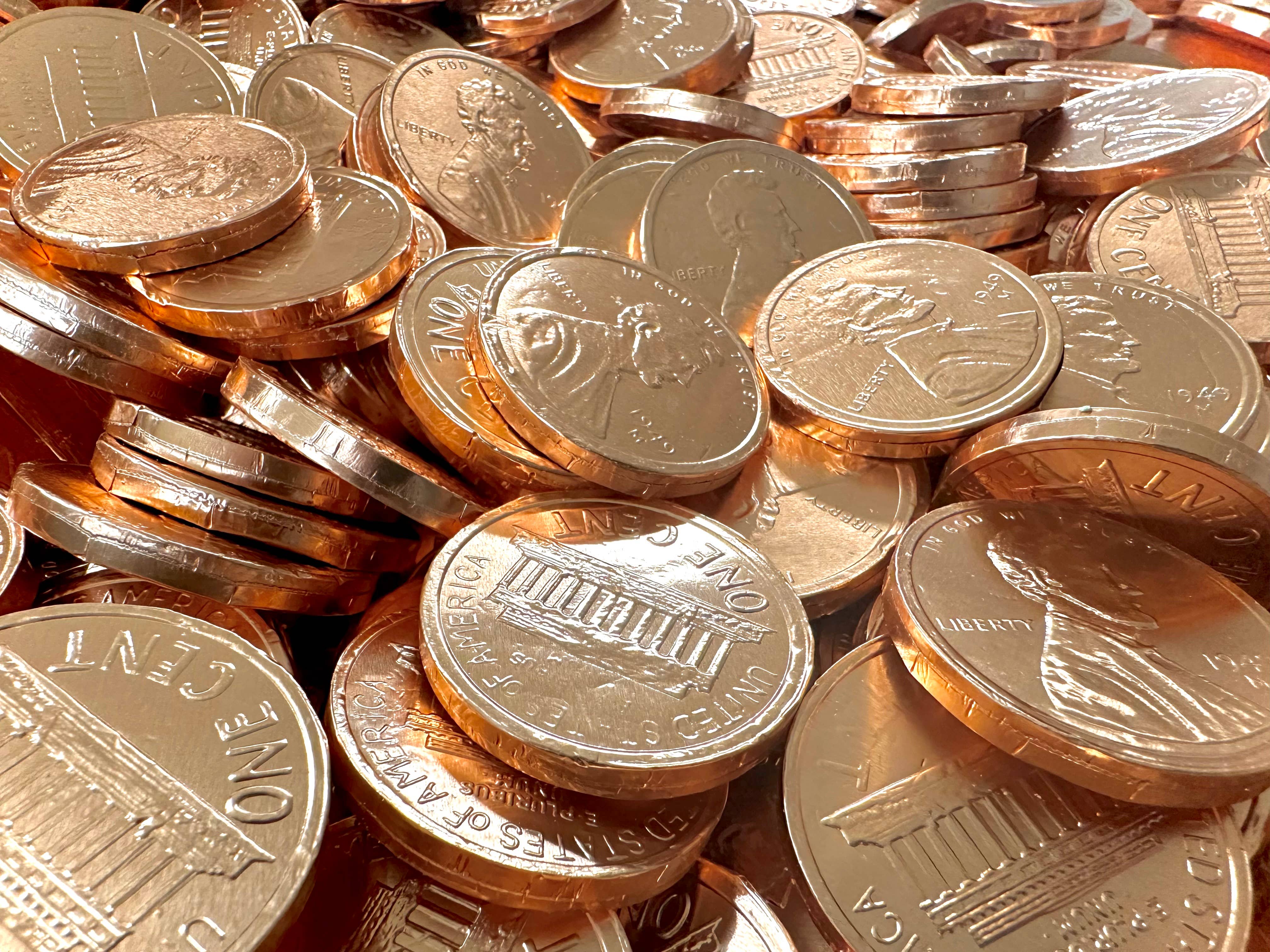 O'Shea's Candies Sweet Shop - Wholesale Chocolate - Foil O’Shea’s Milk Chocolate Copper Pennies 1/4# Bags2