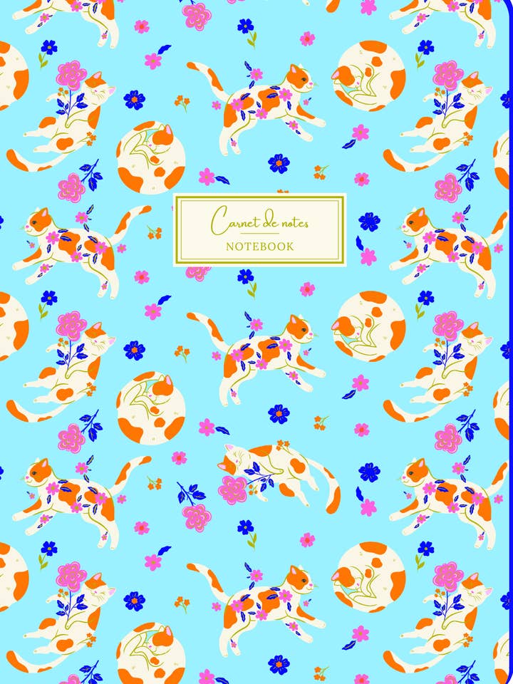 4113-25244 Caderno Padrão de flores e gatos delicados por atacado de Multi Técnica de Papelería SA