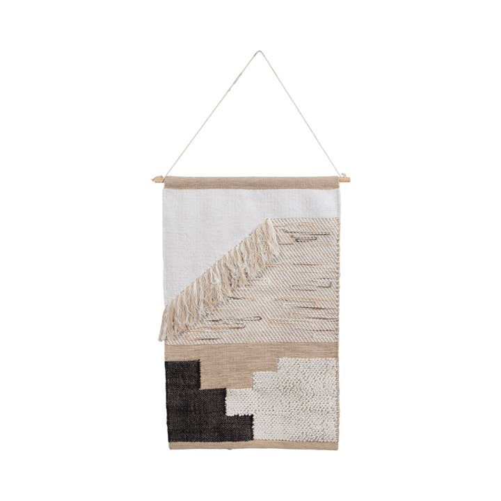 Sagebrook Home - Wholesale Tapestry/Textile Hanger - 24 in. x 36 in. Ivory Abstract Diagonal Fringe Wall Hanging