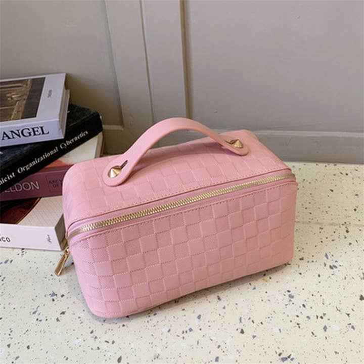 ACCITY - Wholesale Makeup/Cosmetic Bag - NEW SIMPLE INTERNET CELEBRITY PLAID COSMETIC BAG_CWAB43763