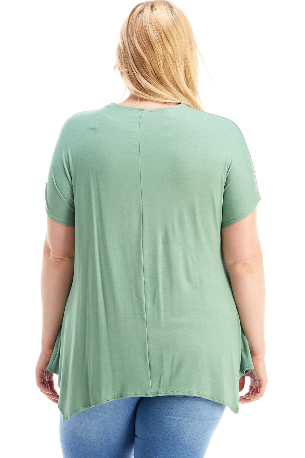 Azules Clothing - Wholesale Tunic - Women's - ATP-2307RSX Plus Size Asymmetric Short Sleeve Tunic54
