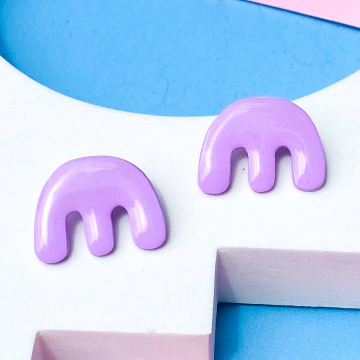 Pastel Purple Polymer Clay Abstract Stud Earrings for wholesale by Night Moves Atelier