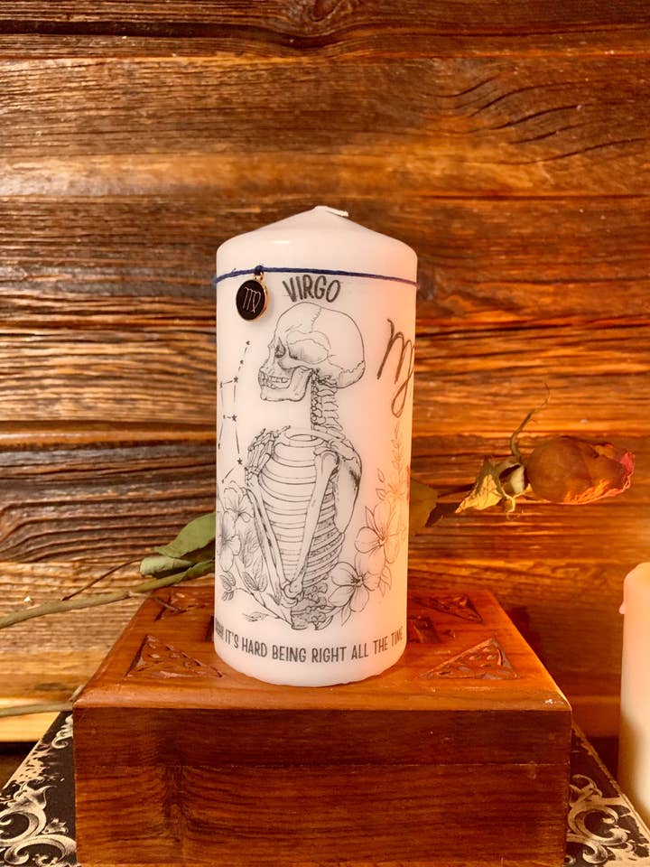 Virgo Pillar Decor Candle for wholesale by Krimson Canvas
