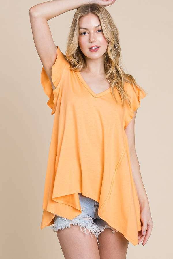 Culture Code - Wholesale Tunic - Women's - CJT1516 - PLUNGE V-NECK UNEVEN HEM TOP5
