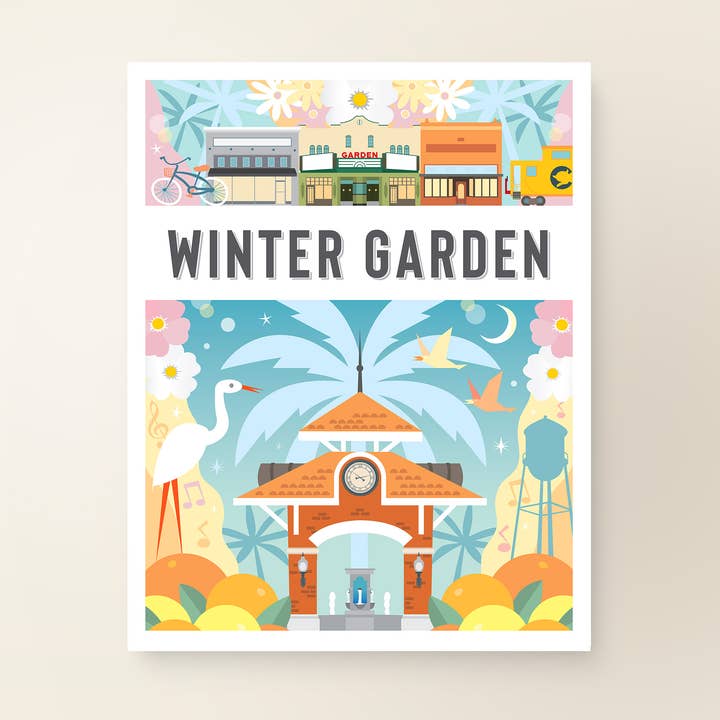 VINTERTRÄDGÅRD FL konst väggdekor stad Montage Print 11x14 för wholesale av A. B. Newton and Company