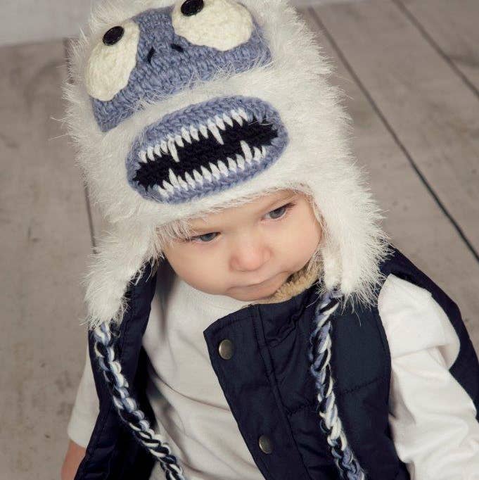 Abominable Snowman Crocheted Handmade Heirloom Baby Gift Hat for wholesale by The Daisy Baby LLC