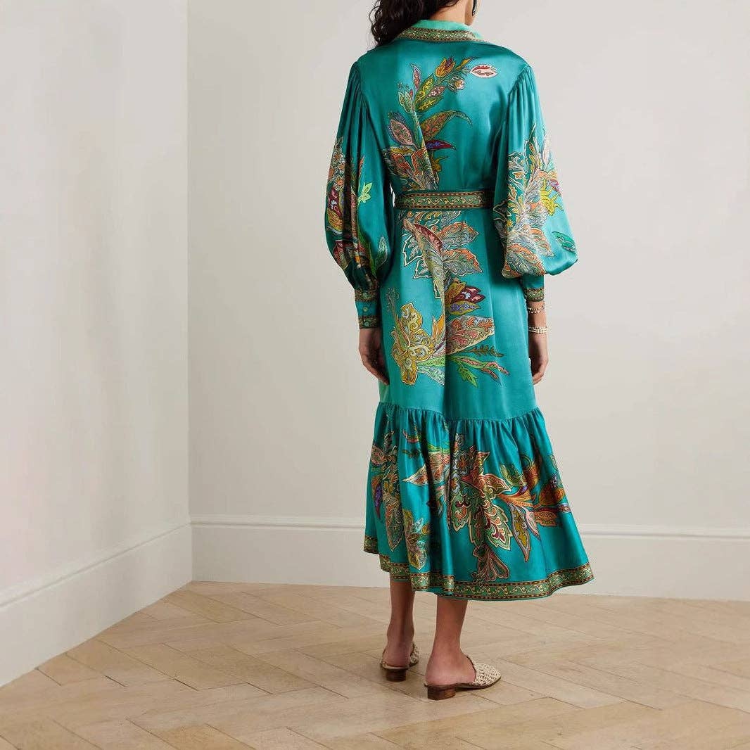 As Shown 2025 NEW Vintage Print Lantern Sleeve Dress Holiday Ready for wholesale on Faire6