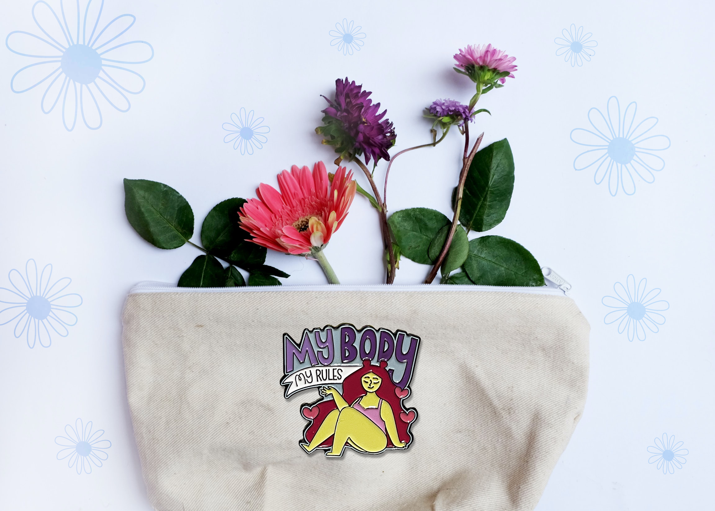 Neha Lee Designs - Wholesale Lapel Pin/Button - My body my rules enamel pin4