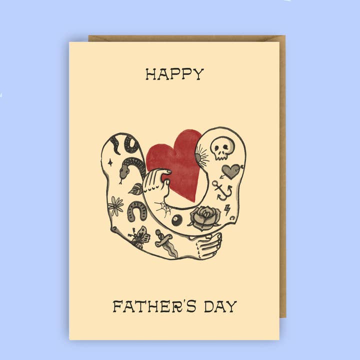 Father's Day Card tattoo, alternative, fathers day for wholesale by The Queer Store