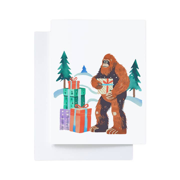 Cryptic Paper Co. - Wholesale Christmas card - Boxed Set of 6 Cartoon Bigfoot Christmas Cards1
