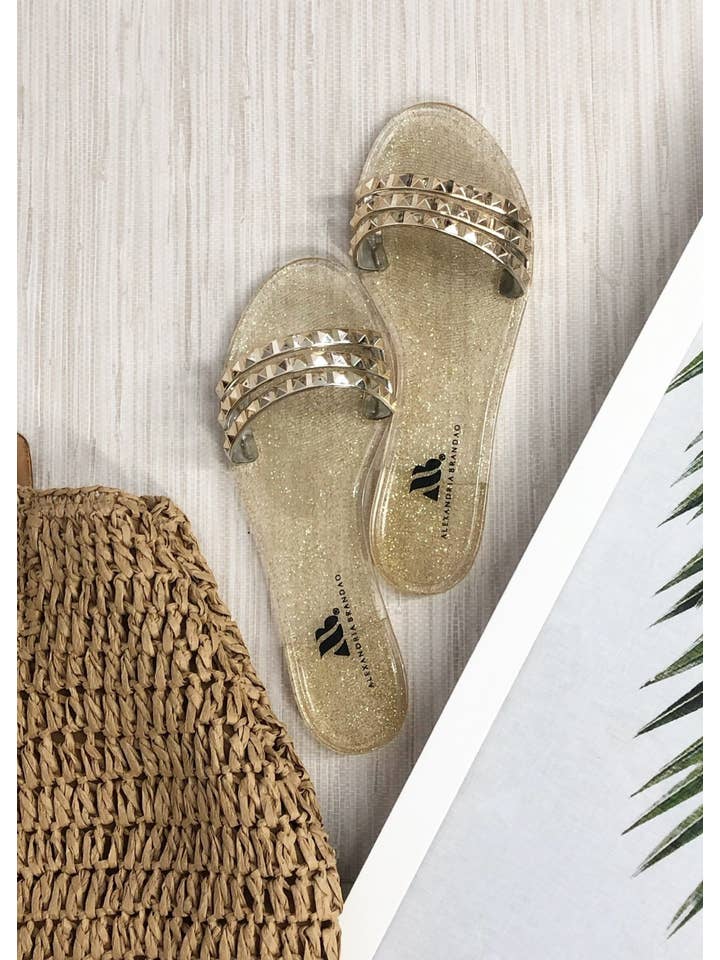 Shoes By Alexandria Brandao – wholesale Sandals – Women's – Aria B Light Gold Jelly Slide Sandals