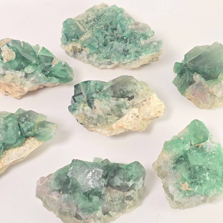 12pc Green Fluorite Clusters ~ Mineral Specimens ~ Crystals for wholesale by Aquamarine Daydream Wholesale