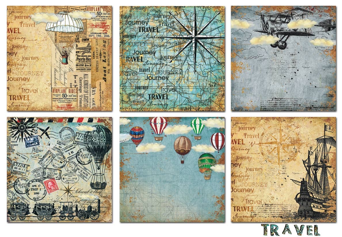 DECORER - Wholesale Scrapbook - Travel - 8'X 8' Scrapbook Paper2
