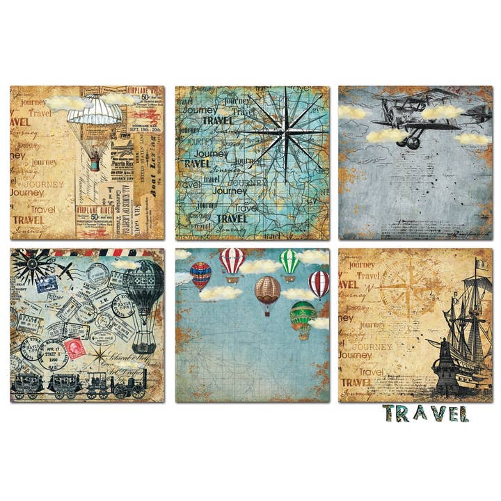 DECORER - Wholesale Scrapbook - Travel - 8'X 8' Scrapbook Paper2