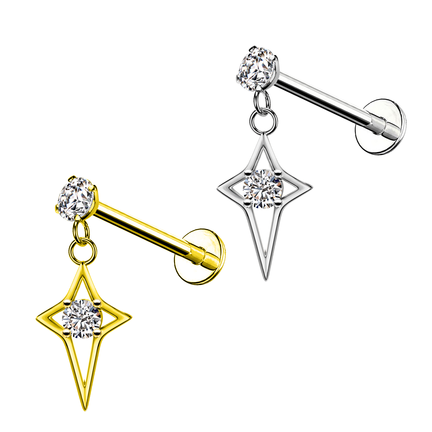 Awaken - Wholesale Single Earring - Labret Pendant Piercing with Star and Crystal3