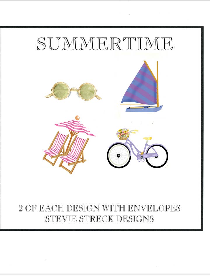 Note Cards Boxed - GBN107W Summertime for wholesale by Stevie Streck Designs