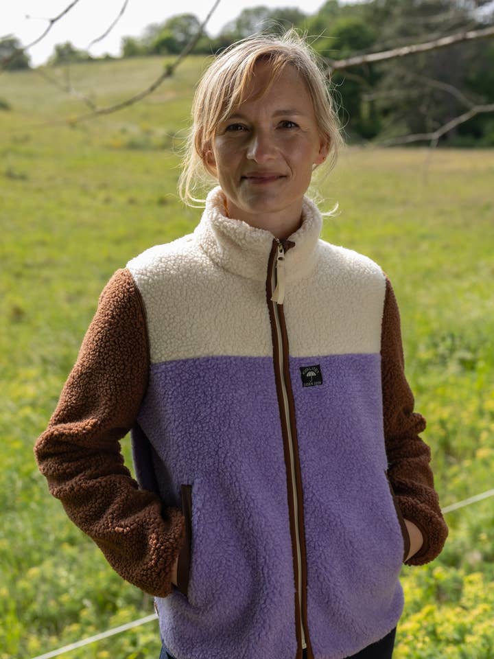 Danebirk Casaco polar com fecho Lilás claro/Bege claro/Vinho escuro por atacado de Danefae København