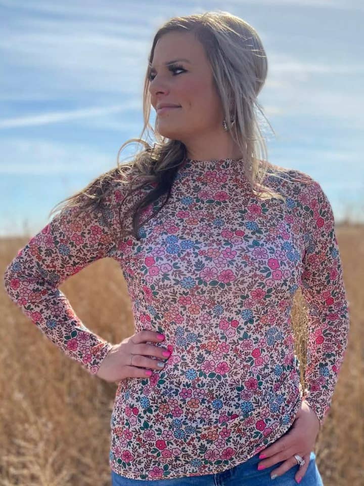 Zondagochtend Bloem Mesh Top voor wholesale door Sterling Kreek