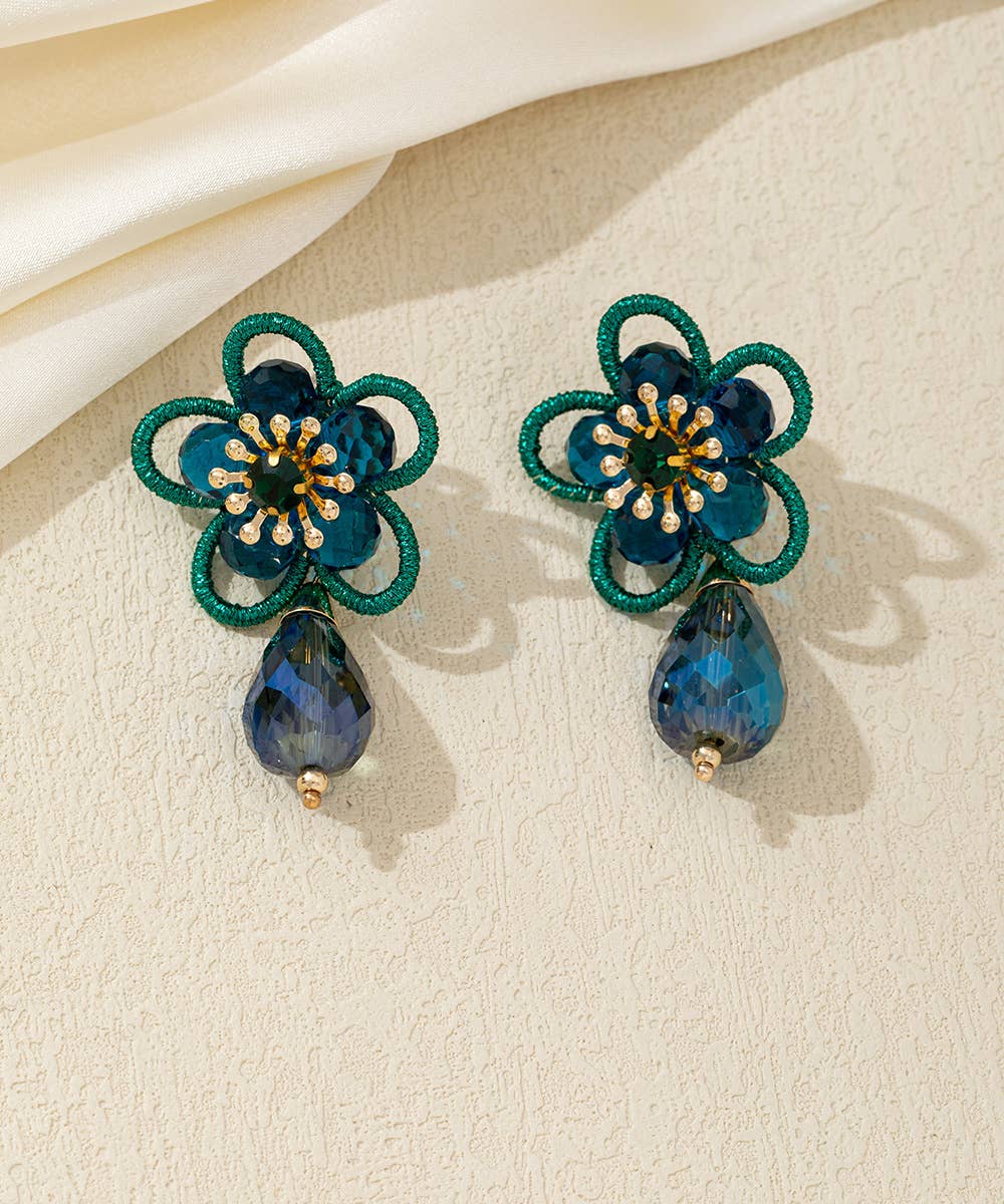 Blossom bijoux - Wholesale Dangle Earrings - Crystal Flower Drop Stud Earrings – 26AHBOL0334