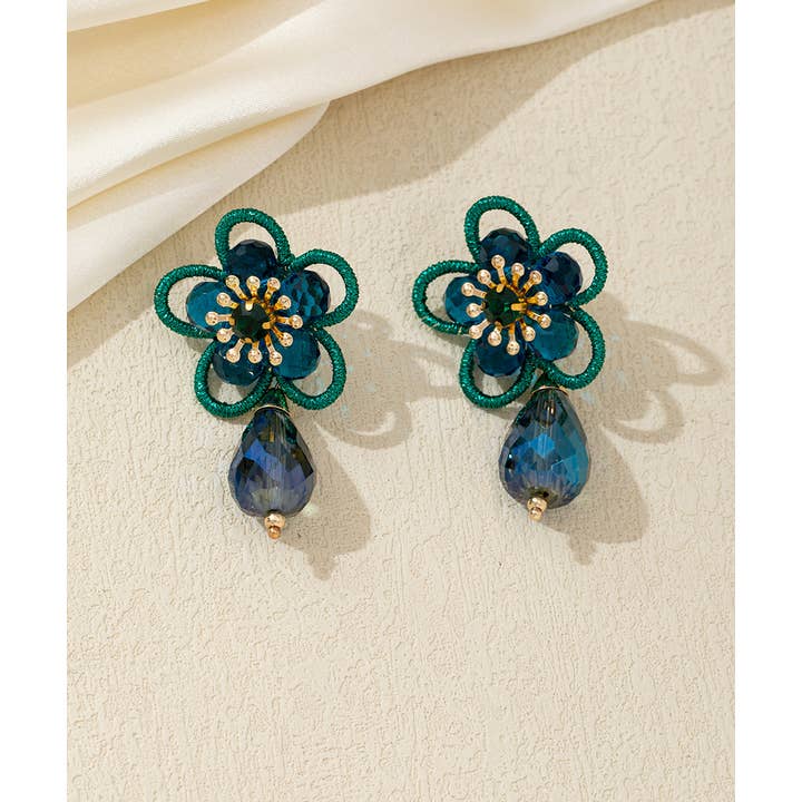Blossom bijoux - Wholesale Dangle Earrings - Crystal Flower Drop Stud Earrings – 26AHBOL0334