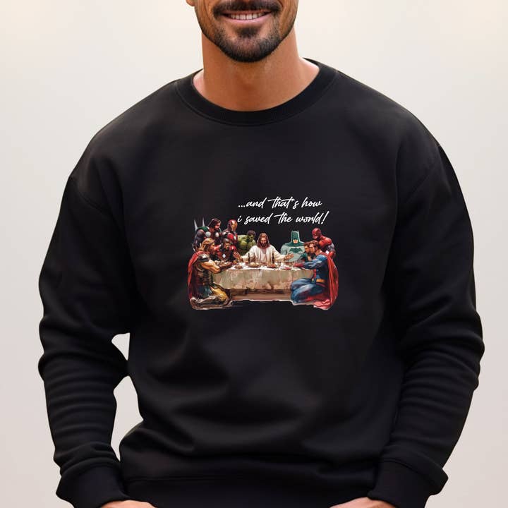 Sweatshirt de super-héros chrétien | Comment j'ai sauvé le monde pour la vente par KBlessCo