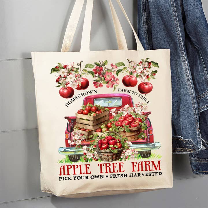 Bolsa de lona de 12 oz de la granja de manzanas Farm to Table para venta al por mayor de Avery Lane Gifts