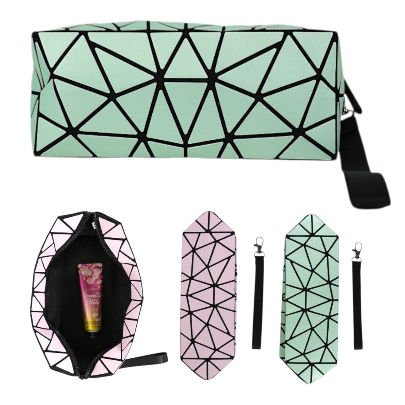 ASSORTED Geometric Triangle Pattern Makeup Pouch JB5526-14. (12PC) for wholesale on Faire2