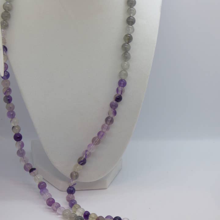 Fluorite and Cloud Quartz Long Necklace for wholesale by EMMIS JEWELRY