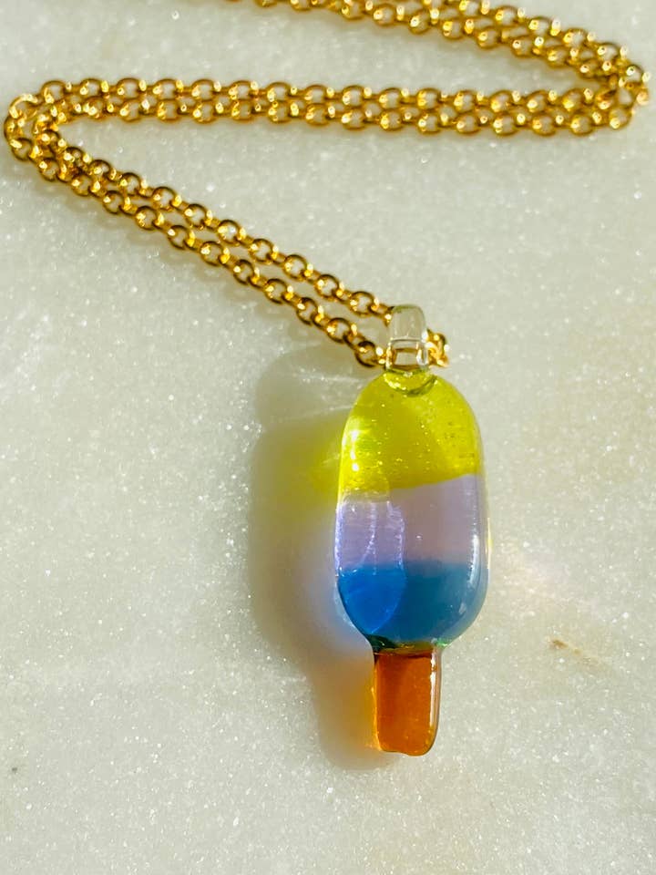 Ice Cream Glass Charm Necklace for wholesale by Jukju Glass