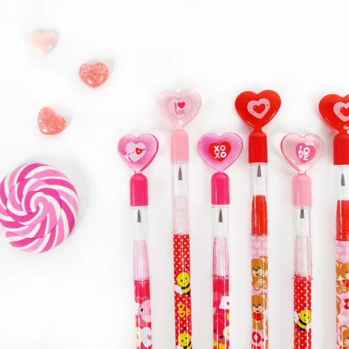 Tiny Mills - Vente Crayons - 24 Pcs Crayons de Saint-Valentin Multi Point1