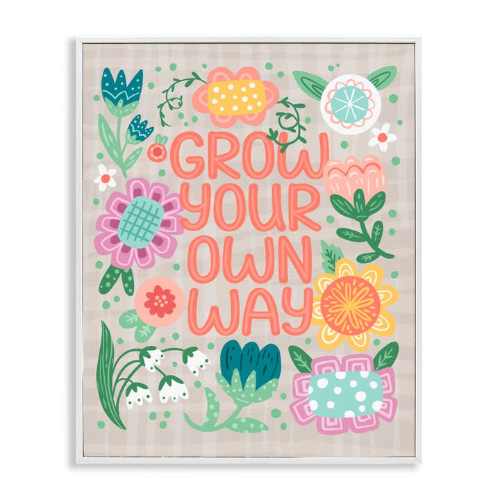 Stupell Industries - Wholesale Wall Sign - Grow Own Way Spring Plaid - Framed Wall Art21