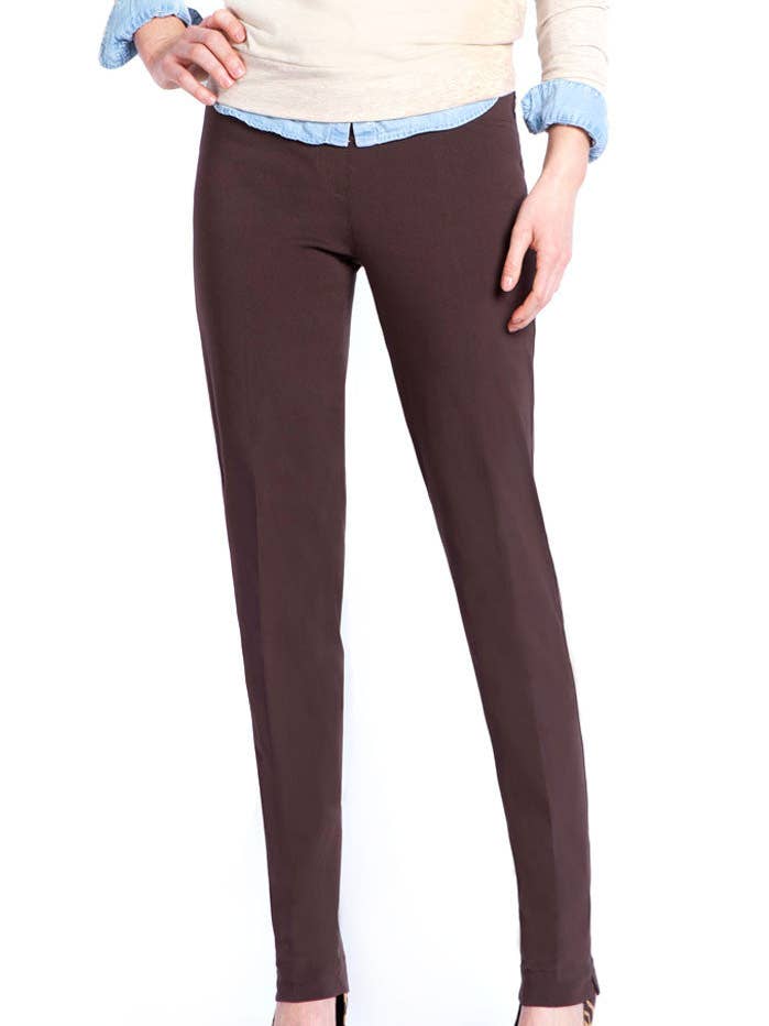 PULL ON GEWEVEN SMALLE BROEK - CHOCOLADE voor wholesale door Slimsation