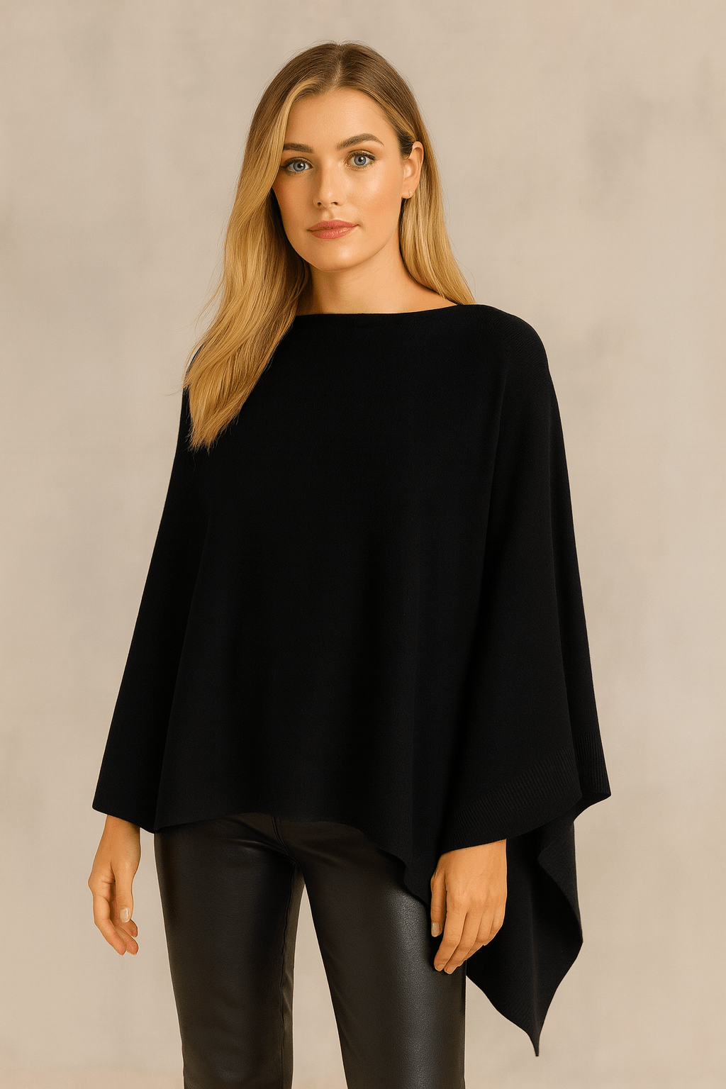 MiMi Wholesale - Wholesale Poncho - Women's - CCP320056 Juney Soft Classic Knit Poncho Ruana0