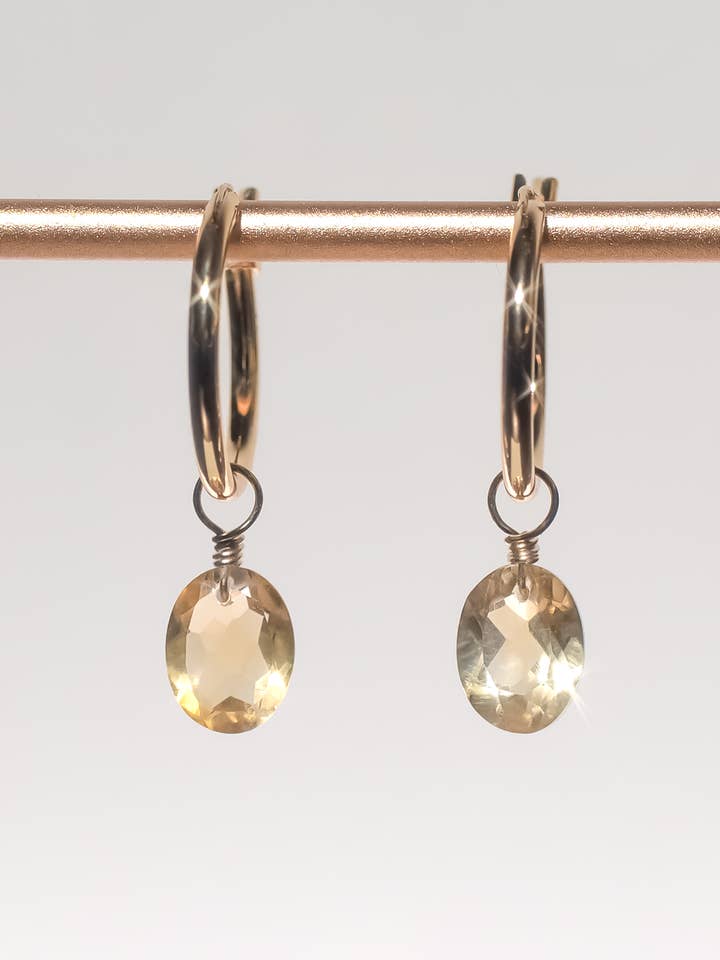 Citrine Oval Cut 14K Goldfilled Hoop Earrings for wholesale by Iggi