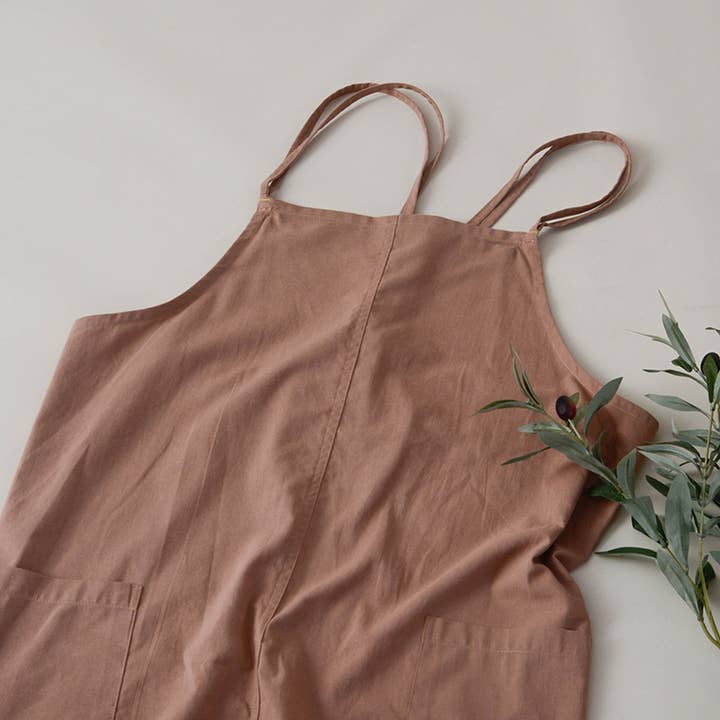 ACCITY - Wholesale Apron - Adjustable cotton linen apron with pockets_CWMM32917