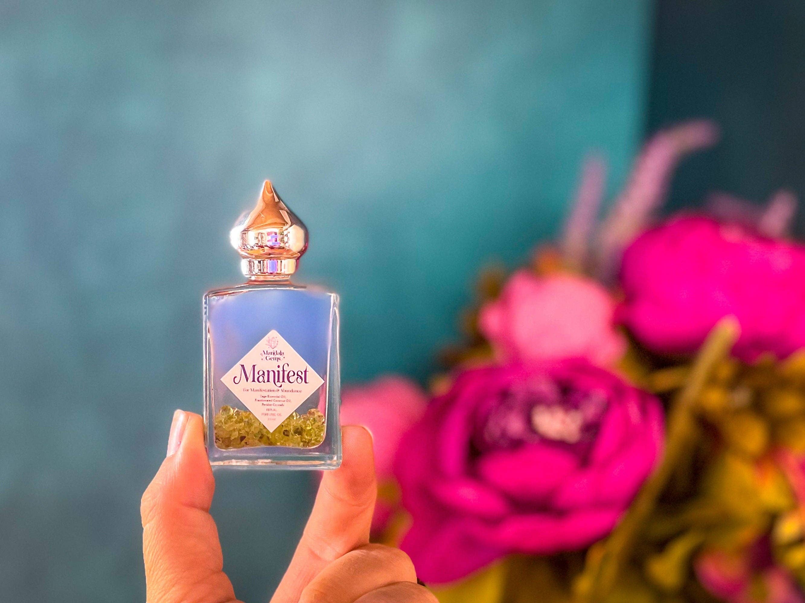 Mandala Gems – Engroshandel Duftolie – MANIFEST parfumeolie til MANIFESTATION med peridot + salvie æterisk olie3