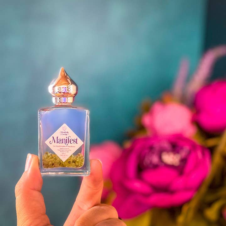 Mandala Gems - Wholesale Fragrance Oil - MANIFEST Perfume Oil for MANIFESTATION with Peridot + Sage essential oil3