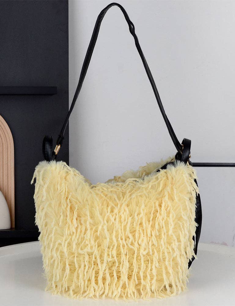 Sweetkama - Wholesale Shoulder Bag - Women's - Ladies Faux Mongolian Fur Tote Two Shoulder Bag SKAB40943