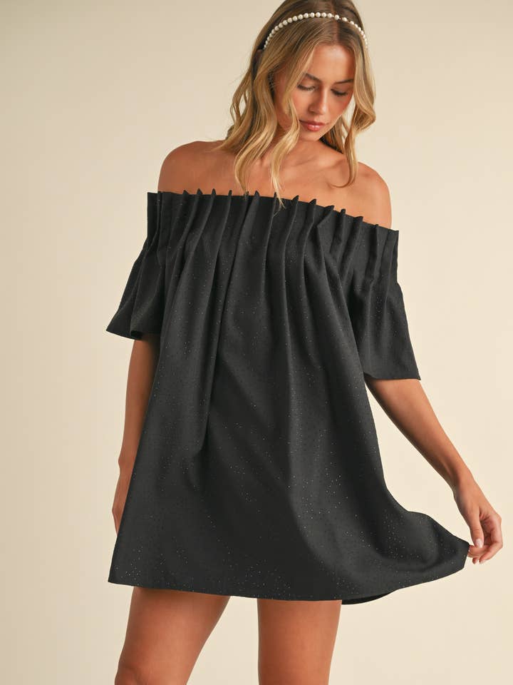Klesis - Wholesale Dress - Women's - ID8676 EMBELLISED OFF SHOULDER PLEATED MINI DRESS (Copy)12