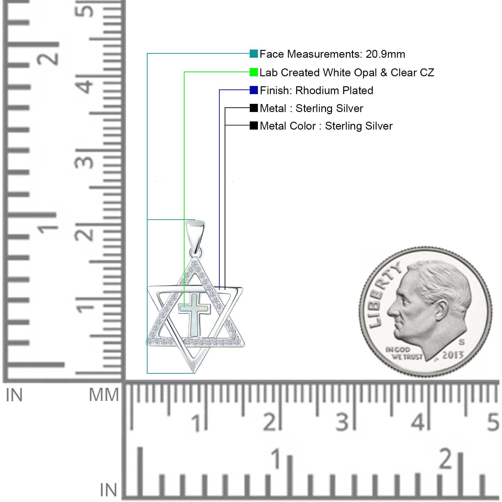 Blue Apple Imports - Wholesale Pendant/Charm Necklace - Lab Created White Opal & CZ Star Of David & Cross Pendant1