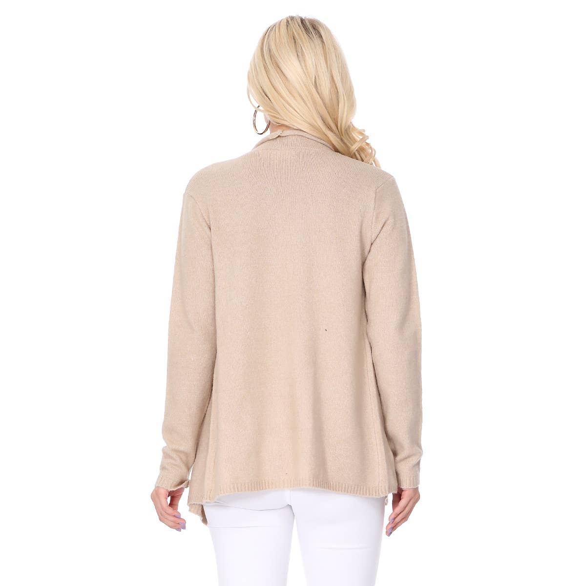 Mak - Wholesale Cardigan - Women's - Long Sleeve Open Front Draped Sweater Cardigan MK821825
