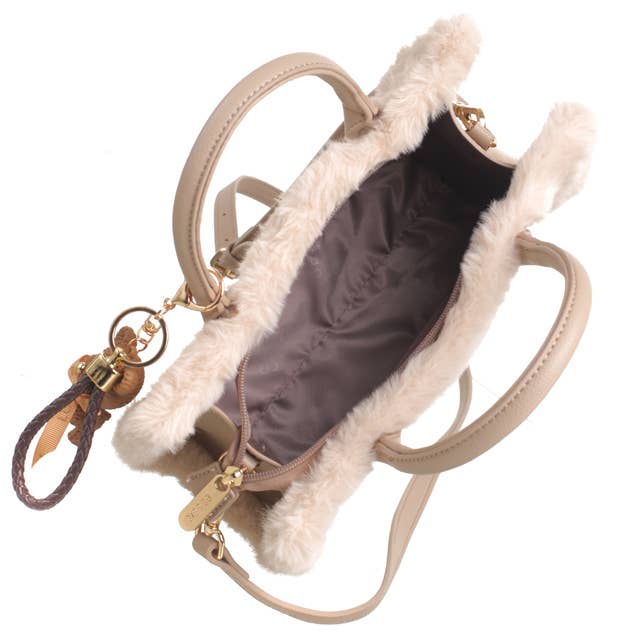Bessie London - Wholesale Top Handle Bag - Women's - TEDDY FURRY BARREL BAG9