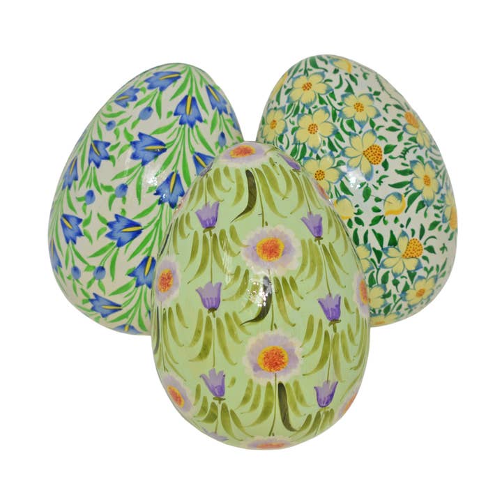 Large Kashmiri Papier-Mâché Egg Box - Garden Flowers for wholesale by Fair to Trade Ltd