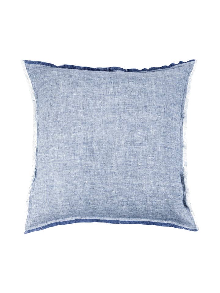 Chambray Blue Soft Linen Pillow for wholesale by Anaya Home
