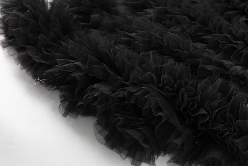 Black DR819L Hand-Beaded Sequin Ruffled Stand Collar Maxi Dress for wholesale on Faire5