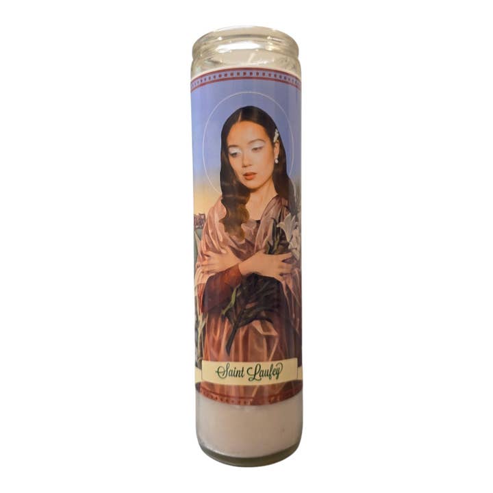 Laufey Devotional Prayer Saint Candle for wholesale by The Luminary and Co.