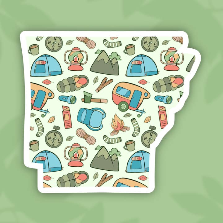 Autocollant Arkansas Camping State pour la vente par The State Stickers